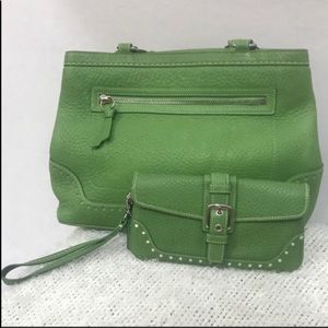 Authentic green coach purse with matching wallet